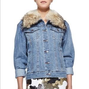 Michael Kors Denim Jean Jacket with Faux Fur Collar Size Small